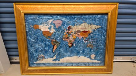 Alexander Kalifano Framed Gemstone World Map Art