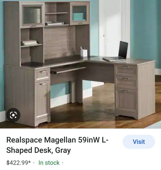 L Shaped Desk With Hutch ..smaller 