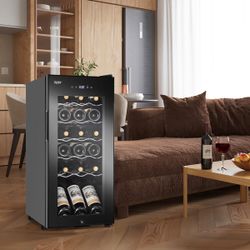 13.6'' 18 Bottle Single Zone Freestanding Wine Refrigerator