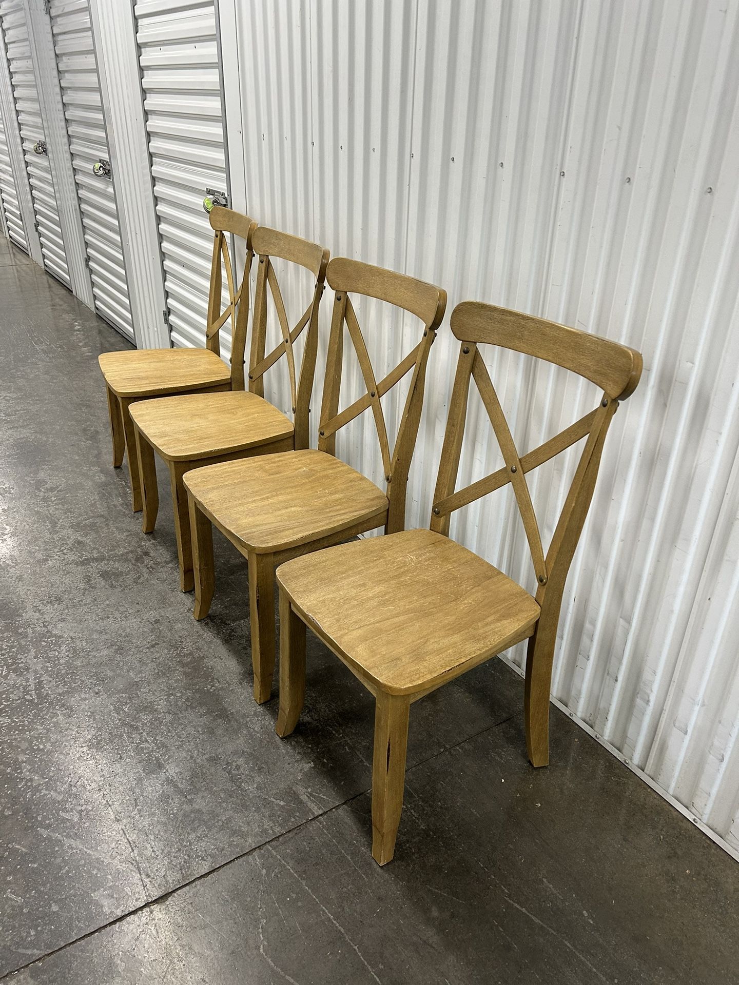 Set of 4 Wooden Crossback Dining Chairs