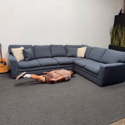 Prestige Foam - 2 pc Sectional Sofa in Beach Indigo 🔵 Good As New! 2.6k retail. Can Deliver