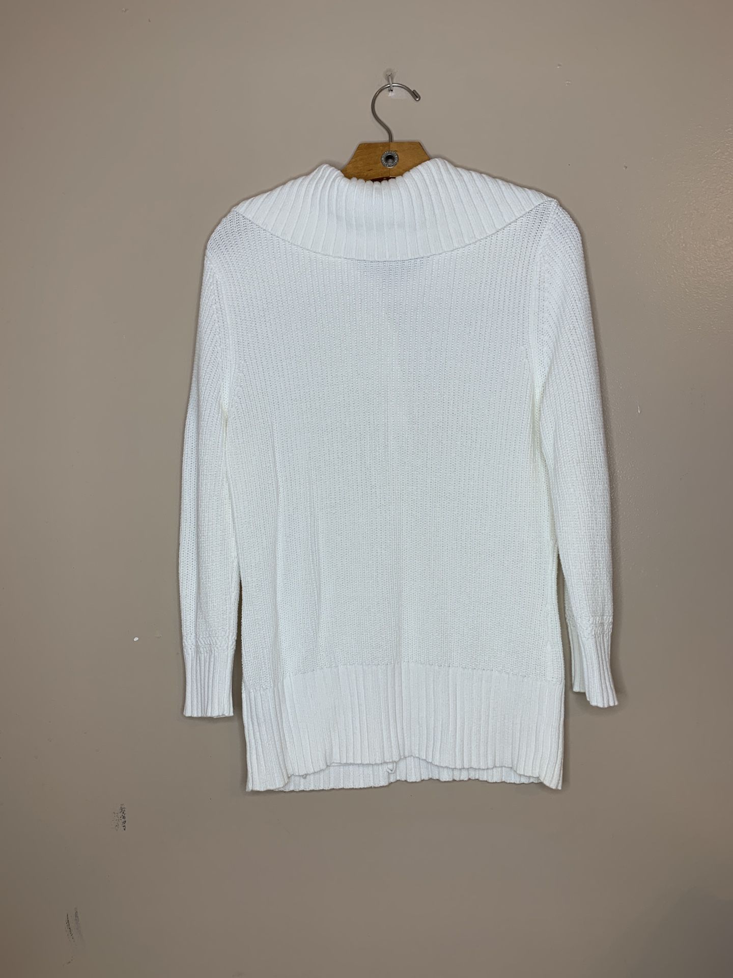 Ralph Lauren Jeans Co Womens White Pullover 1/4 Button LS Sweater Size L Pre-owned