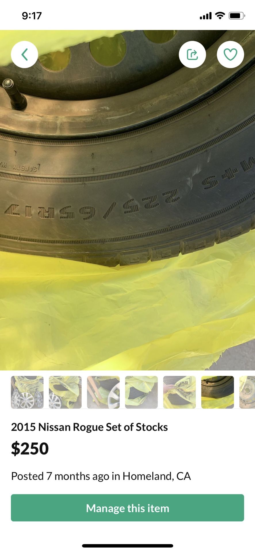 2015 Nissan Stock wheels and tires