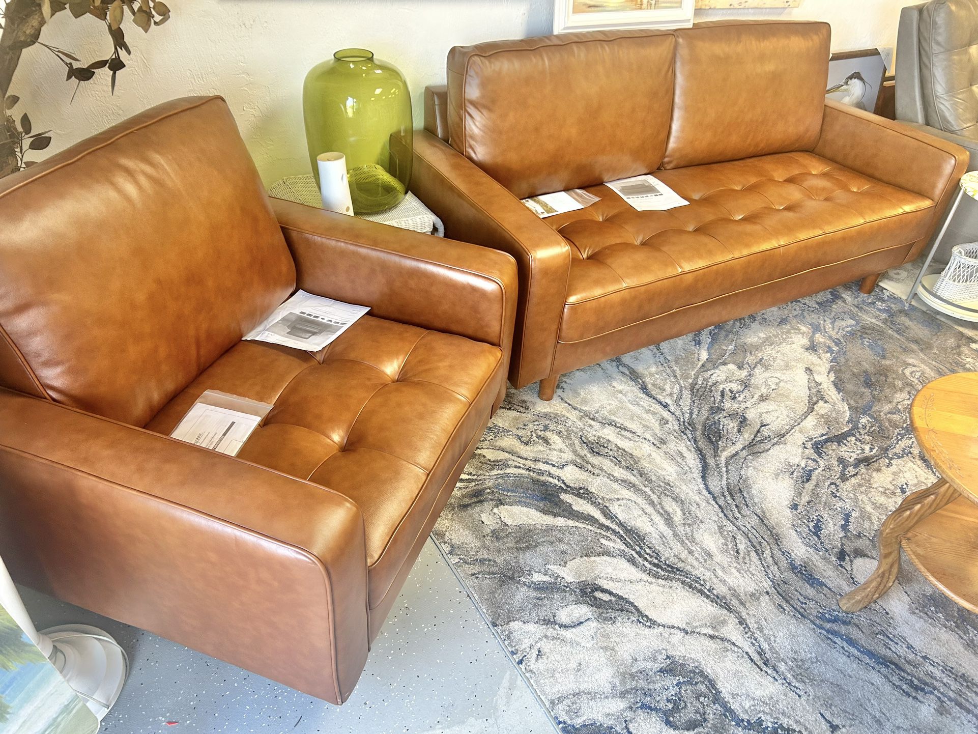 New Straight Out If Box Holloway Mid Century Couch And Oversized Chair 