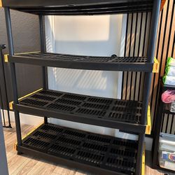 Black 4-Tier Heavy Duty Plastic Freestanding Storage Shelving Unit (48 in. W x 55 in. H x 20 in. D)