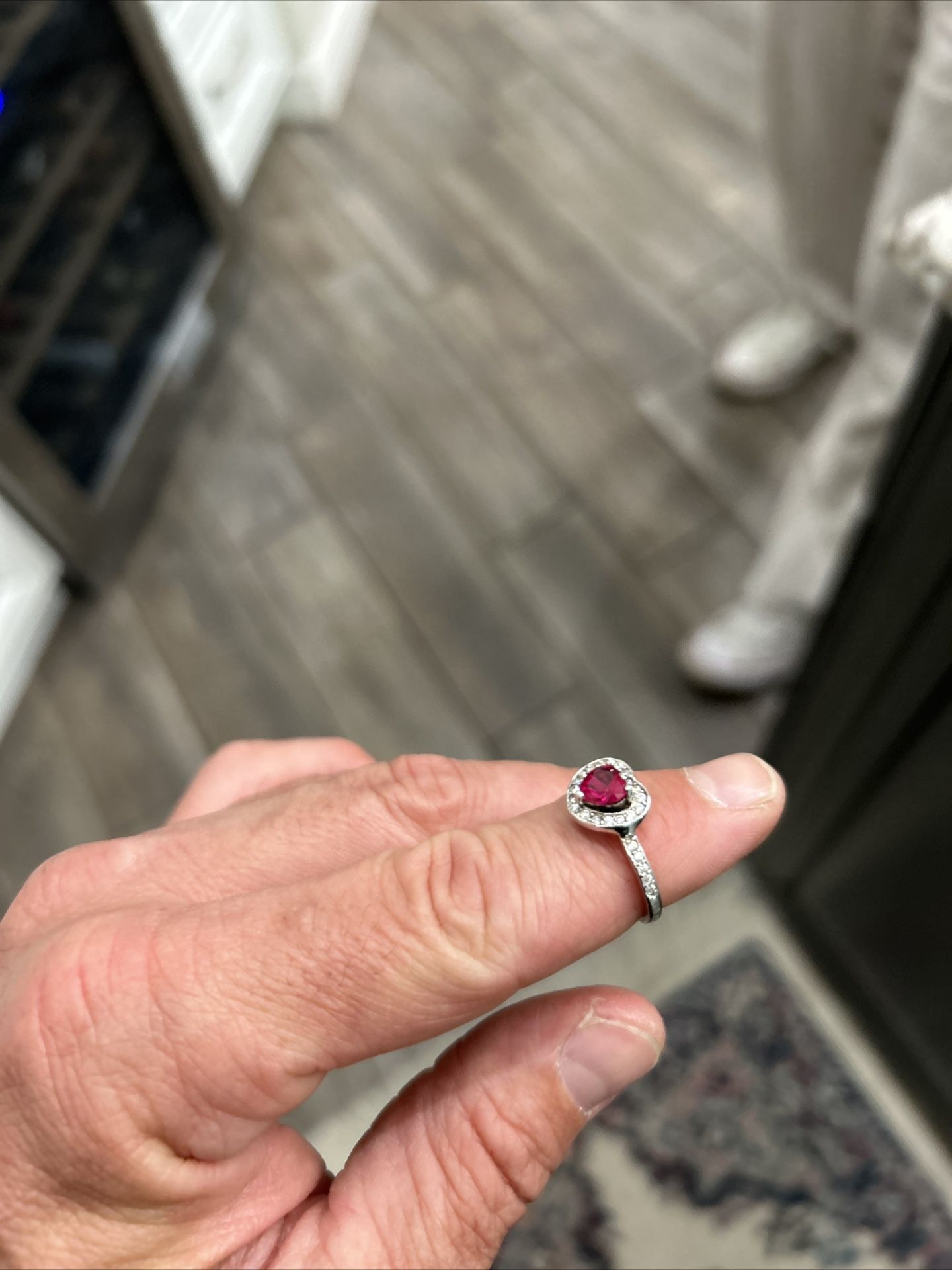 1.20 Ct Diamond And Ruby Silver Ring