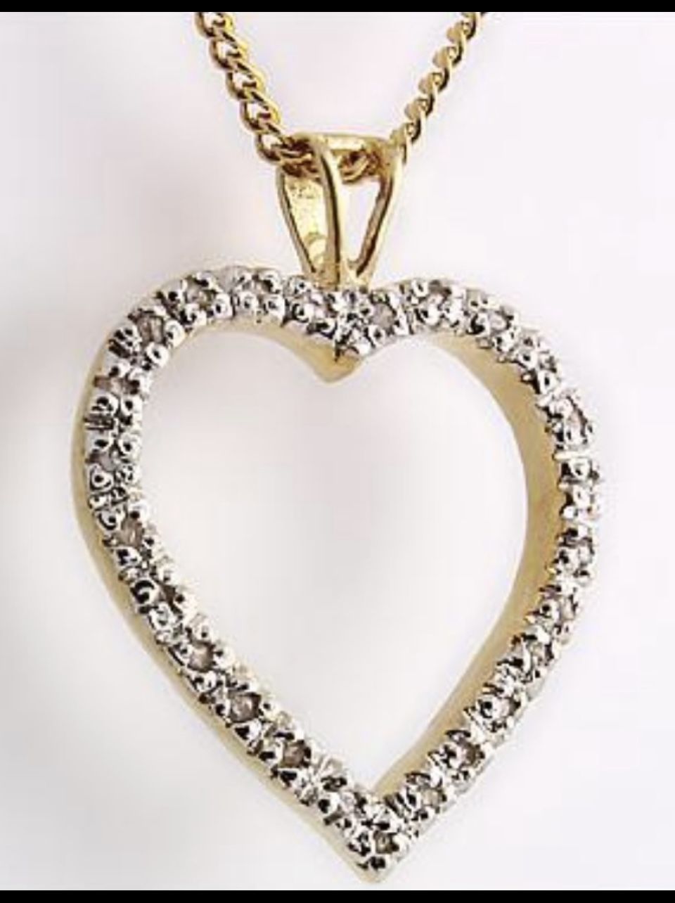 New Stunning Women's 18K Yellow Gold Over Solid Sterling Silver 0.18 CTW Diamonds 18” Designer Heart Necklace