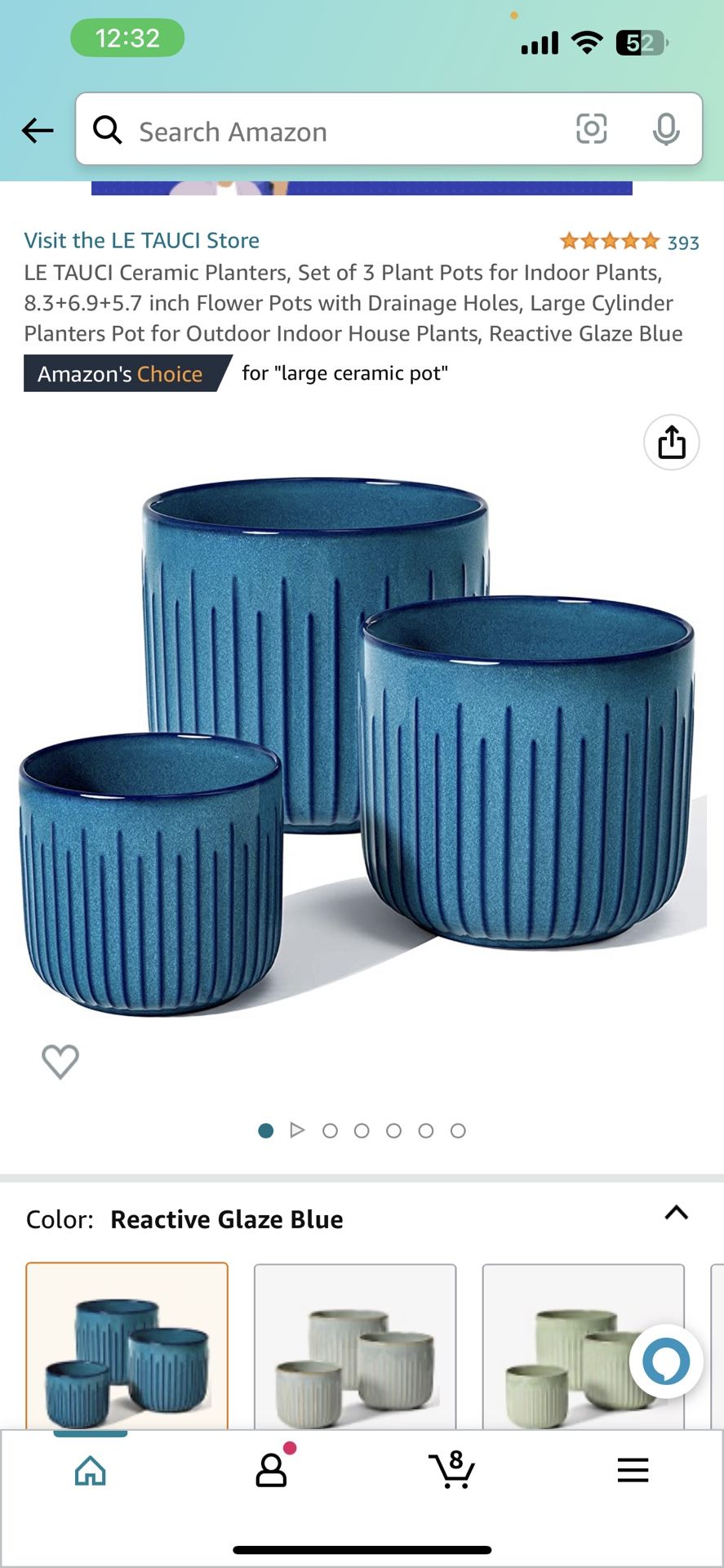 LE TAUCI Ceramic Planters, Set of 3 Plant Pots