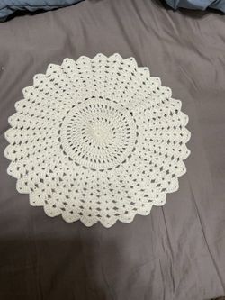 16.5” beautiful Handmade Cream Crocheted Round Doily