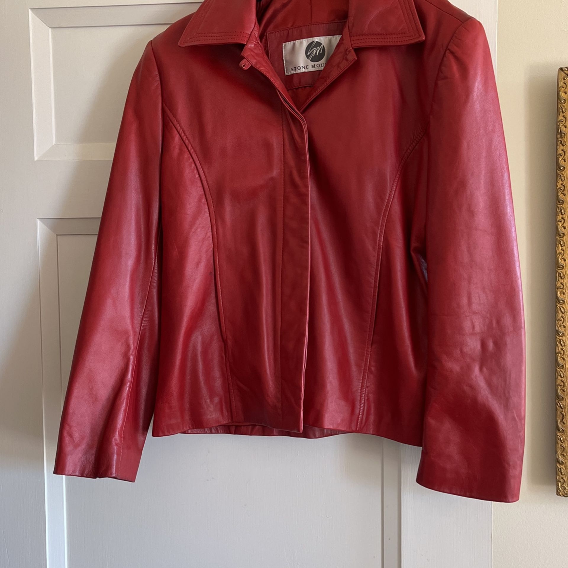 Small Stone Mountain Red leather Jacket