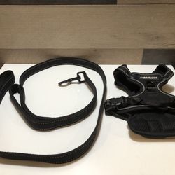 Rabbitgoo No Pull Dog Harness Reflect. -  BLK Double Clip Size S w/Double Leash
