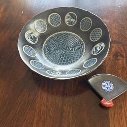 Kotobuki, ceramic ornate circle bowl