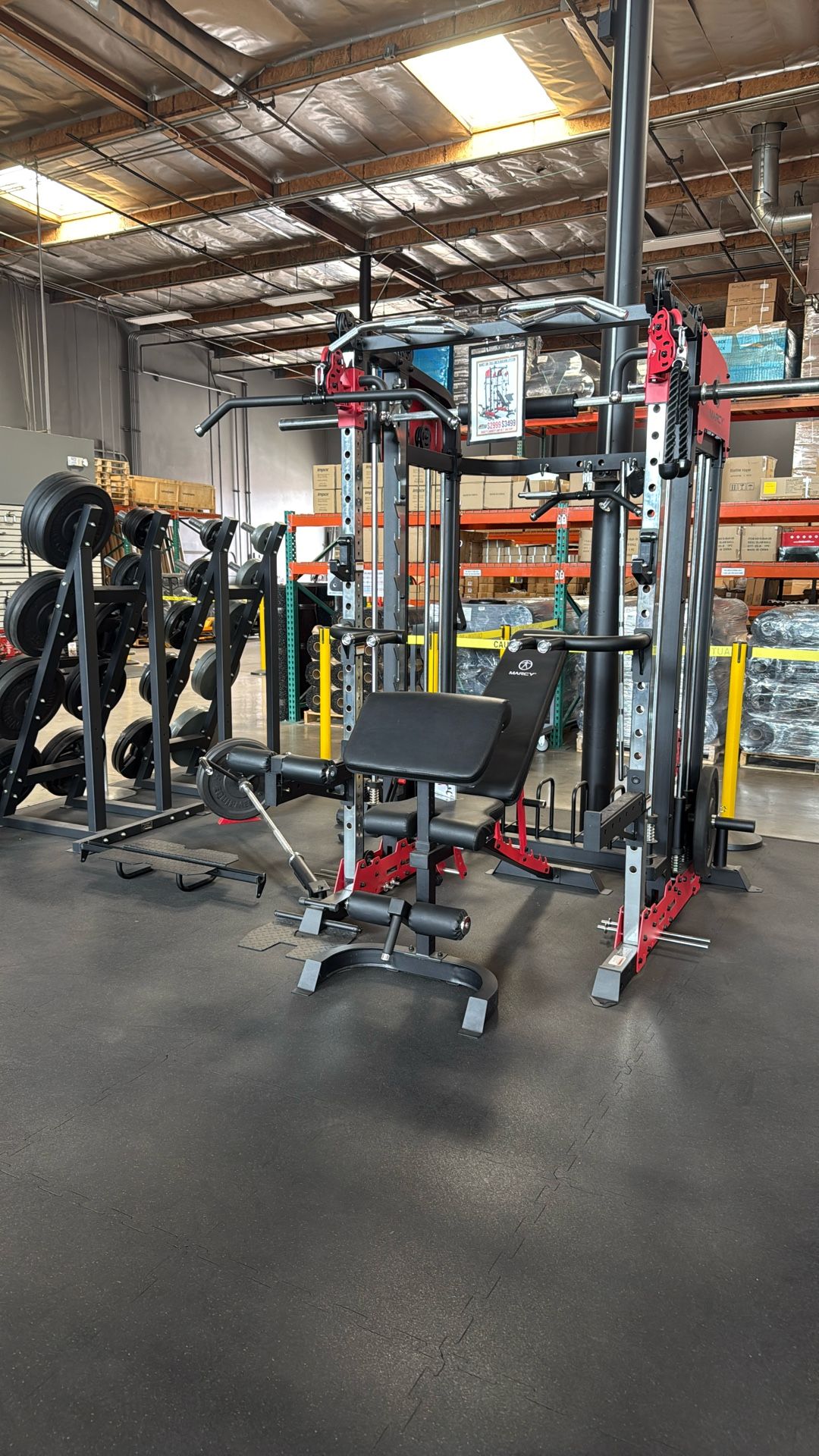 Marcy SM-7553-Home Gym Smith Machine Squat Rack Power Cage with Olympic Bench