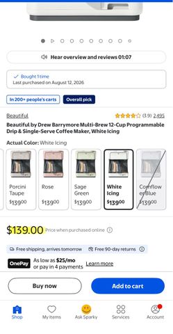 Beautiful by Drew Barrymore Multi-Brew Coffee Maker