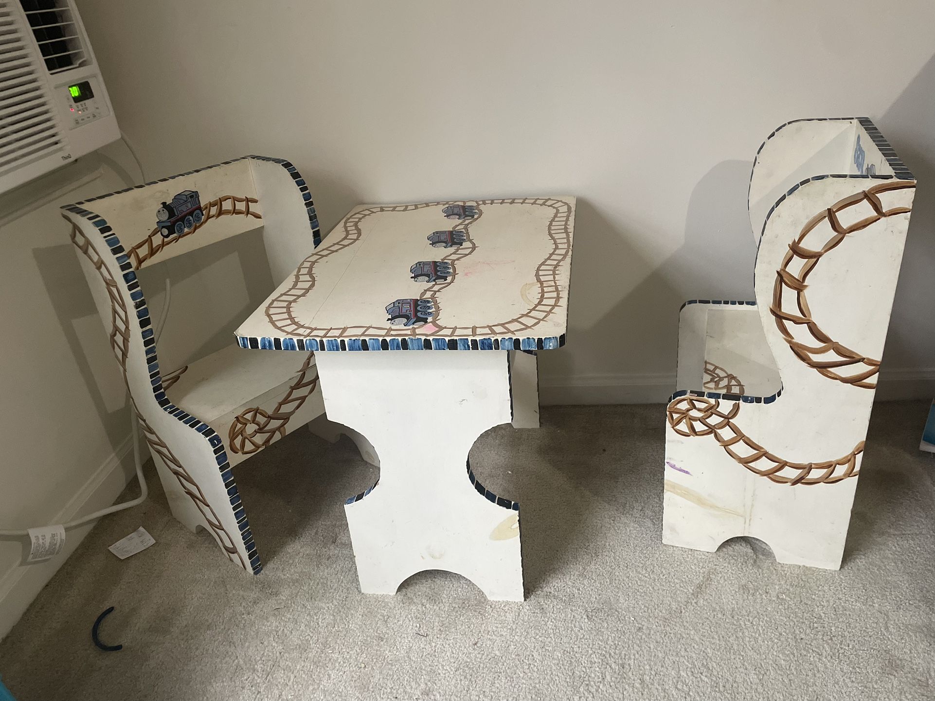 Custom Wood Thomas train table With Matching Chairs