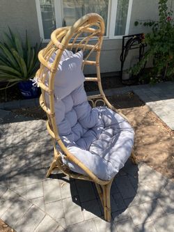 Boho Rattan Lounge Chair with New Cushions