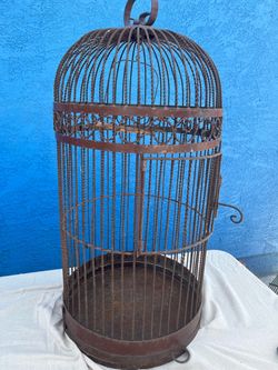 Large Vintage Wrought Iron Bird Cage