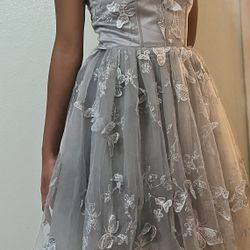 Light Gray Party Dress (Size 2)