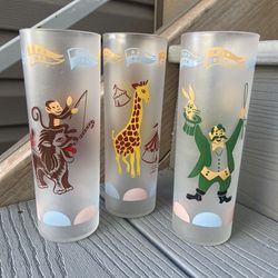 Vintage circus frosted glasses