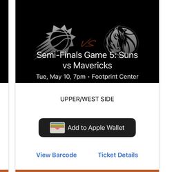 Round 2 Game 5 Tickets! Phoenix Suns Vs Dallas Mavericks