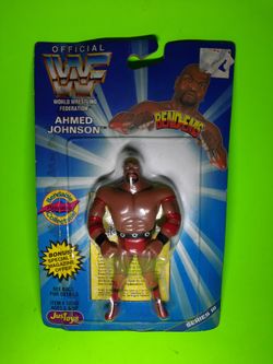 NEW 1996 NOS Just Toys Bend-Ems Series III 3 WWF Official Licensed Wrestling Posable Bendable Action Figure Ahmed Johnson #12652 NWO WCW WWE