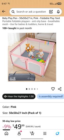 Pink baby play yard