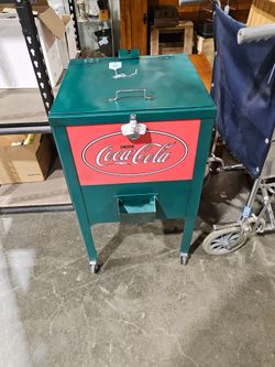 vintage-style Coca-Cola rolling cooler