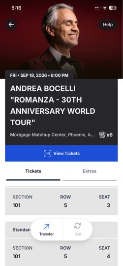 Andrea Bocelli Romanza - 30th Anniversary World Tour Friday Sep 18