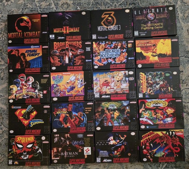 Lot Of 20 SNES Boxes & 20 Protective Cases. Super Nintendo. *READ *