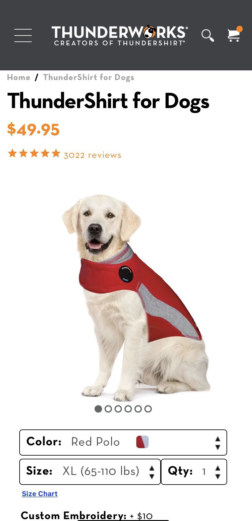Thundershirt Dog Anxiety Jacket XL