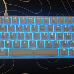 Dierya 60% Mechanical Keyboard, DK61SE Wired Gaming Keyboard, Red Switches, 61 Keys, Blue LEDs, White.
