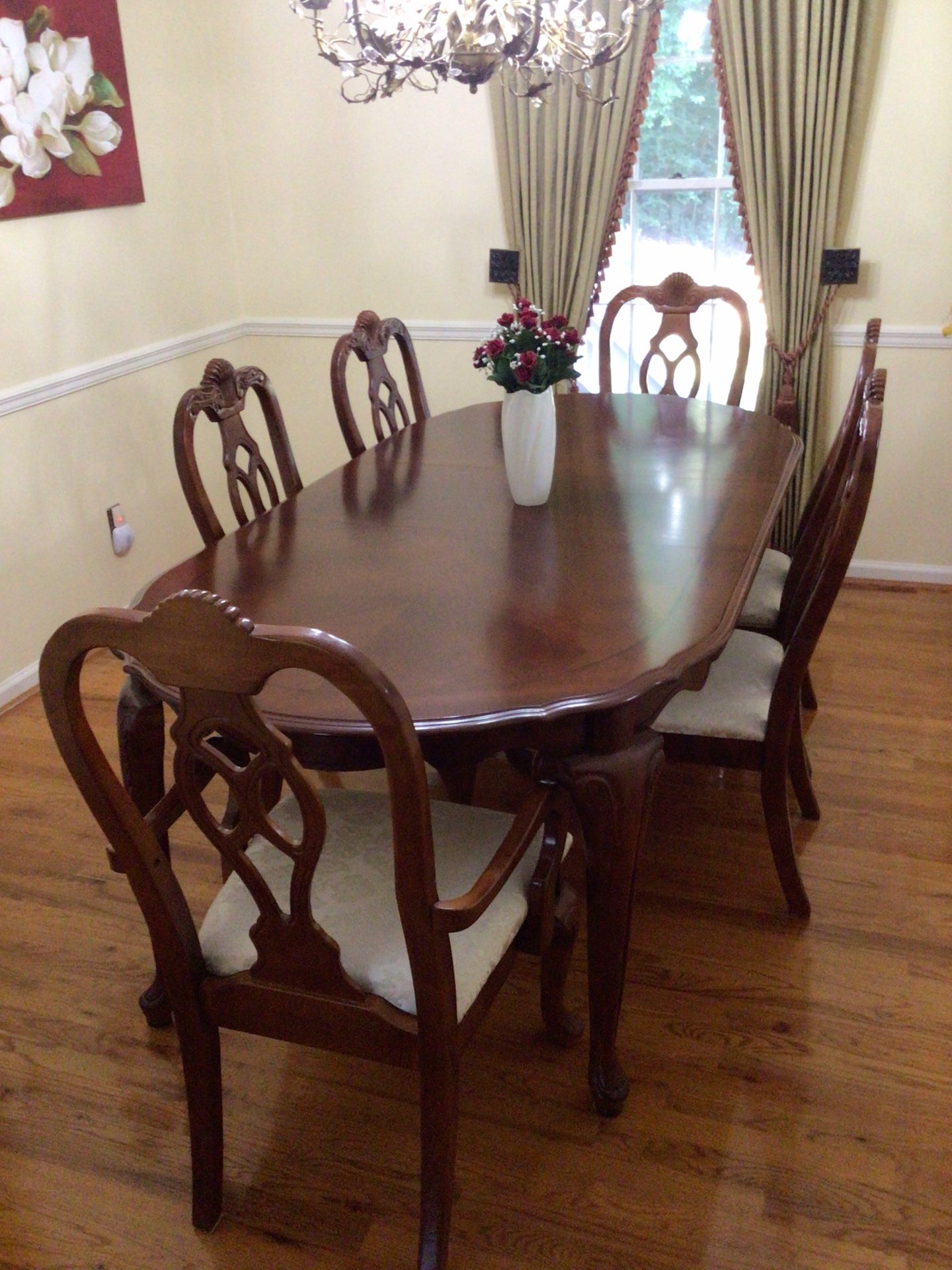 Dining Table With 6 Chairs, Cherry