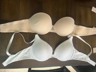 Two Women's Bras Nude and White