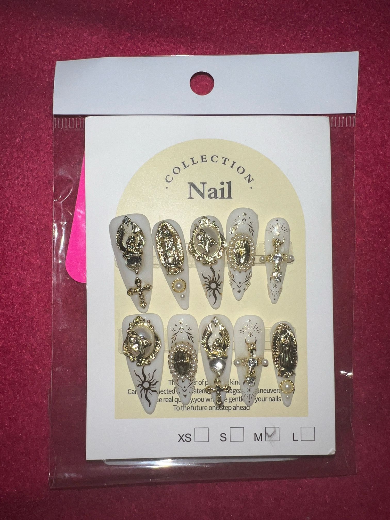 Handmade Press-On Nail Set with 3D Gems/Designs