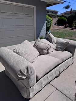 Large Upholstered Sofa with Throw Pillows and tv bundle