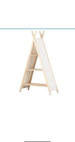 South Shore Sweedi Teepee 3 tier Shelving Unit-Natural Cotton and Pine