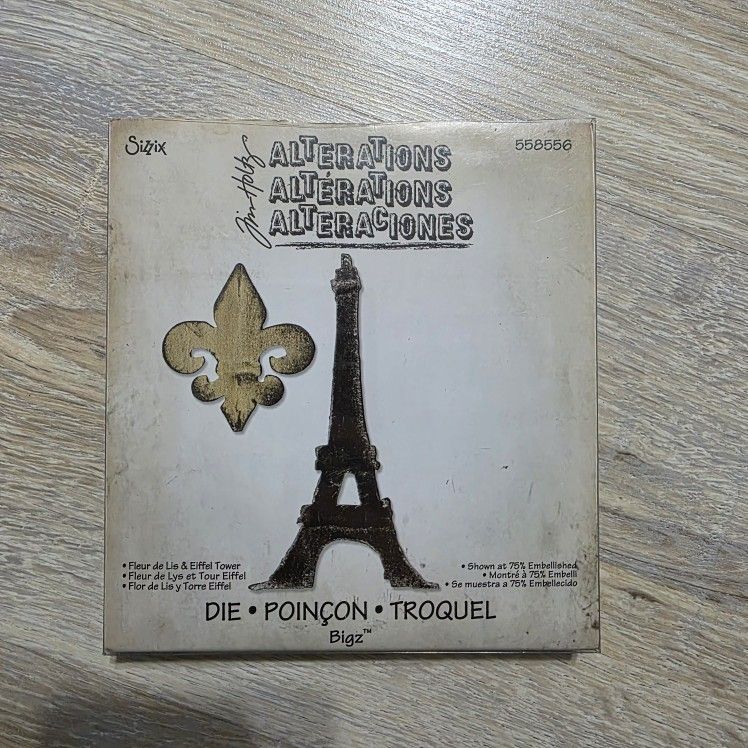 Sizzix Bigz Die Tim Holtz Alterations Fleur de Lis & Eiffel Tower 558556 Die Cut Set