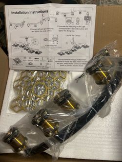 5 lights black and gold Ceiling light , 5 metal hexagon gold plates