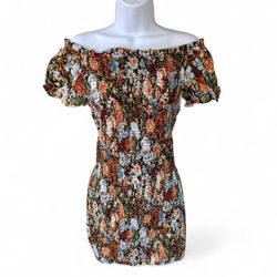 SHEIN Multi-Colour Floral Off-Shoulder Mini Dress Women's M