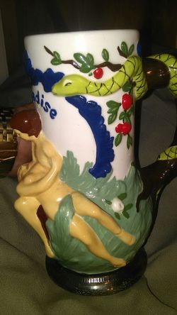 adom and eve rare hand made glass mug