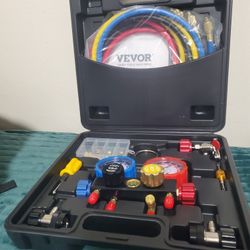 VEVOR Manómetros De Colector de CA Para Refrigerante R134A R22 R12 R410A, manómetros con mangueras de 5 pies $69 Precio Firme