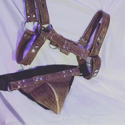 Leather Harness And Jockstrap Crocodile Print Leather Or I'm Just Starting