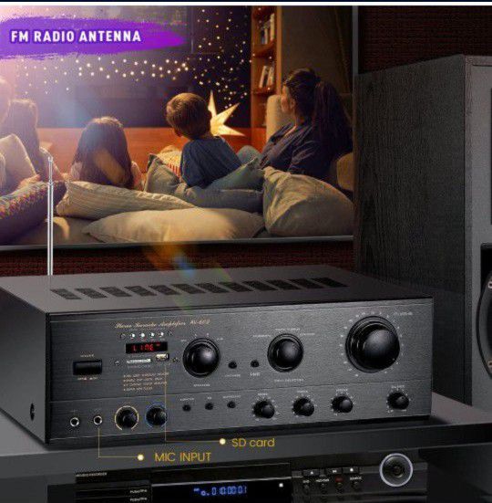 Facmogu AV-602 5.1 AV Receiver, Bluetooth 400W 5.1 Channel Surround Sound Home Theater AV Receiver, 5.1 Audio Stereo Amplifier for Home Speaker Subwoo