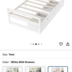 New Kids Bed. Without Drawers. Twin Size. Wood. White. 