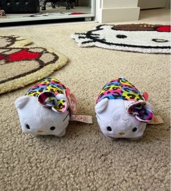 Ty Teeny Tys Rainbow Leopard Hello Kitty plushes