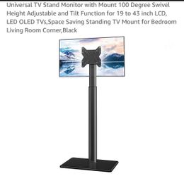 Universal TV Stand Monitor with Mount 100 Degree Swivel Height Adjustable and Tilt Function for 19 to 43 inch LCD, LED OLED TVs,Space Saving Standing 
