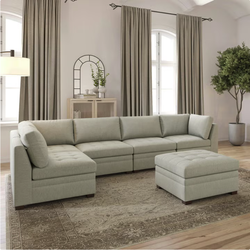 NEW IN BOX!!! Thomasville Tisdale Modular Sectional 6-piece Beige with Storage Ottoman