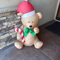 Inflatable Outdoor Indoor Blowup Christmas Decoration, Candy Cane Bear