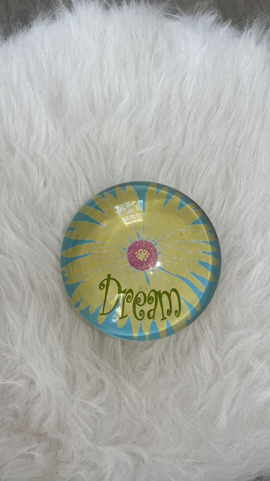 Dream Glass Yellow Sunflower Pink Blue Flower Paper Weight Office Decor