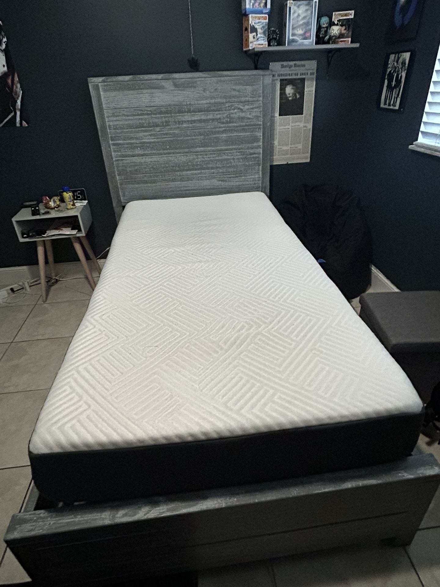 Twin Bed Frame Including Mattress